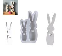 2pcs Easter Silicone Mold, Bunnys Silicone Mold with Heart Design Easter Rabbits Shaped Resin-molds for Candles Soap Chocolate Epoxy Resin Crafting Home Decor Easters Decoration