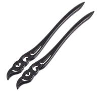 2pcs Ebony Hair Sticks Vintage Traditional Chinese Style | Black Simple Design, Delicate Pair for Hanfu Looks, Ancient Headdress Styling