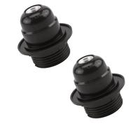 2PCS Edison Screw ES E27 Lamp Holder,Light Bulb Pendant Socket Deco E27 Screw Lampholder Fitting in Black Ceiling Table Lamp Fittings with 10mm Threaded Entry,Shade Ring,Safety Lock