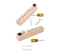 2pcs Educational Screw Tightening Board, Wooden Building Blocks, Activity Board with Wooden Screwdriver Set, Skills Development, Hand Skill Practice for Activity Toy