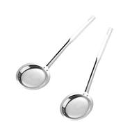 2pcs Efficient Fine Meshes Strainer Spoon for Poached Eggs and Oil Filtration 304 Stainless Steel Colander Kitchen Gadget Ergonomic Handle Strainer