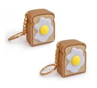 2Pcs Egg On Toast Keyboard Clicker Keychain, 3D Printed Clicker Fidget Toy, Stress Relief Fidget Keyring for Work & Study, Portable Keychain Gift for Classmates, Coworkers and Friends