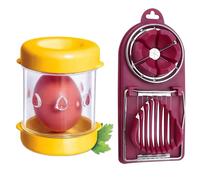 2PCS Egg Peeler for Hard Boiled Eggs, Egg Shell Remover and Slicer Set, Quick and Easy to Use, Ideal for Breakfast Preparation, Meal Planning and Outdoor Activities, Includes Yellow Peeler and Red Sli