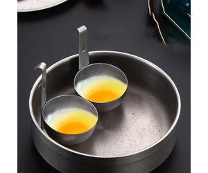 2pcs Egg Poacher, Folding Poached Egg Maker EggCooker Stainless Steel Poached EggMaker Moulds EggRing CollapsibleHang EggBoiler Non Stick EggPoacher Pan WithHang Ear For Perfect BoiledEggs