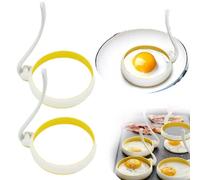 2pcs Egg Rings for Frying, 10cm Fried Egg Ring with Folding Handle, Egg Shaper Mold for Household Kitchen Cooking Egg Frying Breakfast Mini Burger