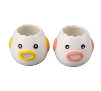 2pcs Egg Separator Ceramic Chicken Shaped Egg Yolk White Filter Kitchen Cooking Accessories Pink and Yellow