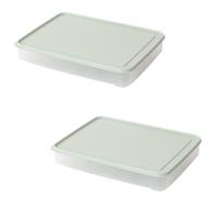 2pcs Egg Storage Box with Lid 24-grid Plastic Refrigerator | Green Stackable Design, One Egg Per Compartment, Freezer and Kitchen Pantry Storage Use