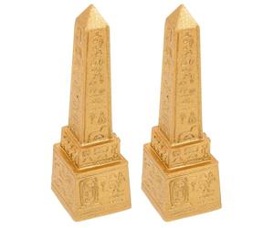 2pcs Egyptian Tower Figurines Resin Ancient Egypt Landmark Desktop Decoration Set for Home Office Table Decor