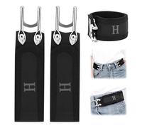 2Pcs Elastic Buckleless Belt with Metal Hook, Black Stretch Waist Strap for Men & Women - No Bulky Buckle, No Metal Loops, Invisible Under Belt Loops - Adjustable Fit for Work, Outdoor, Jeans & EDC