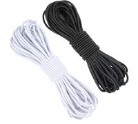2PCS Elastic Cord 2mm,16 Meter Elastic Nylon Cord, Elastic String Stretchy Cord for Sewing, Mask, Party Cap, Clothesline, Camping, Trailer, Shoe Laces, Cargo Net, DIY items(BLACK & WHITE)