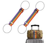 2Pcs Elastic Luggage Straps, Rainbow Adjustable Suitcase Connector Straps, Stretchable Travel Belts and Airport Essentials Accessory for Suitcases Handbag Backpacks
