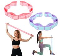 2PCS Elastic Yoga Stretching Strap with Loops, Stretch Strap for Dance, Gymnastics Stretching Ballet Dance Bands, Adjustable Stretching-Bands, Multi-Loop Exercise Bands for Pilates, Latin and Yoga