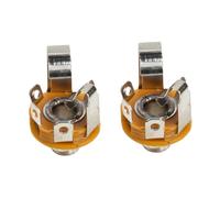 2Pcs Electric Guitar Jack Socket, 6.35Mm Stereo Audio Output Jack, Metal and Plastic, Silver, for Electric Guitar and Bass Replacement Hardware