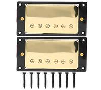 2Pcs Electric Guitar Pickup Set, Ceramic Bridge Pickups for LP Electric Guitar, High Output 8.2K - 15K Resistance with 8 Mounting Screws, Black and Yellow Options (Black Frame)
