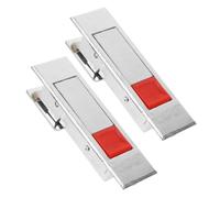 2pcs Electric Push Button Cabinet Lock for Storage Units, Metal | Zinc Alloy Build, Clean Panel Fit, Easy Retrofit Install, Red Silver Finish for Office Maintenance