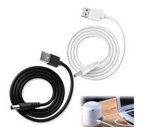 2Pcs Electric Toothbrush Charger, Universal USB to 5V DC Cable, 1M USB to 5V DC 3.5 x 1.35mm Barrel Jack Power Cable Replacement for Fairywill Bitvae Seago Demita Toothbrushes (Black+White)
