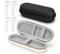 2PCS Electric Toothbrush Travel Case for Braun, Dustproof Portable Travel Case and 4 Pack Toothbrush Heads for Philips Sonicare 3000/5000/6100/Oral B/Pro 500/3000/1500 EB17/D12/IO Series 5/7/8/9
