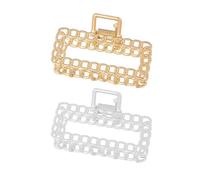 2pcs Elegant Alloy Hair Claw Clip for Long Curly Hair Hold | Zinc Alloy, Simple Square Chain Style, Golden or Silver Finish, Decorates Hair, Not Easy to Deform