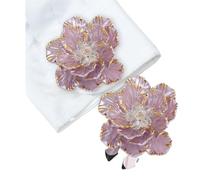 2PCS Elegant Big Peony Camellia Flower Button Covers Set Womens Shirt Cufflinks For Tux(Violet)