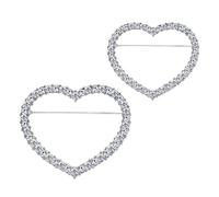2pcs Elegant Brooch Shimmering Badge Round and Heart Shaped Lapel Pin for Party Sparkling Rhinestone Breastpin Jewelry Fashionable Dress Decoration