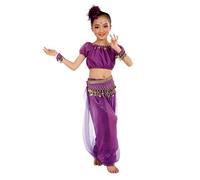 2PCS Elegant Dance Set for Girls: Sequin Crop Top + Flared Pants - Bollywood Party Costume Age 4-10