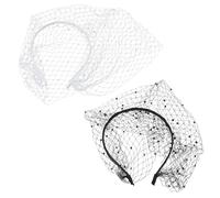 2pcs Elegant Face Net Headband Wedding Fascinator Bridal Face Veils Hair Accessories Stylish Women Girls Hair Hoop Wedding Fascinator
