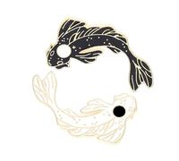 2pcs Elegant Lapel Pin Set Black and White Kois Fish Brooches for Clothes Cartoon Pins for Backpacks Clothes Bags Hat Accessories