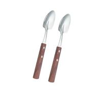 2pcs Elegant Shovel Spoons for Ice Cream and Dessert Use Stainless Steel Cutlery Wooden Handle Kitchen Flatware Cutlery Set