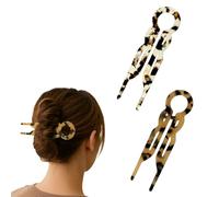 2PCS Elegant U Shaped French Hairpin - Acetate Hair Sticks & Grips, Vintage Slides for Women Bun, Updo, French Twist, Pin Curl, Chignon, Secure Non Slip Styling Accessories for Thick Long Fine Hair
