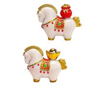 2pcs Elegant Whirling Horse Figurine Handcrafted Eastern Design Ornaments for Desk Shelf Showpiece Positive Meaning Contemporary Horse Sculpture