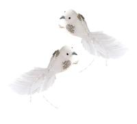 2PCS Elegant White Bird Ornament For Christmas Wreath Making Home Festival Decorations Long Time Bird Themed Party Supplies Secret Santa Gift Ideas