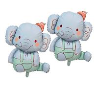 2PCS Elephant Animal Balloon Giant Cute Blue Jungle Safari Animal Birthday Party Foil Balloon For Kids Elephant Wild Zoo Theme Gender Reveal Baby Shower Decoration Supplie