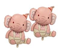 2PCS Elephant Animal Balloon Giant Cute Pink Jungle Safari Animal Birthday Party Foil Balloon For Kids Elephant Wild Zoo Theme Gender Reveal Baby Shower Decoration Supplie
