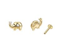 2Pcs Elephant Cartilage Labret Monroe Tiny Small Stud Earrings for Women Men Surgical Stainless Steel CZ Love Heart Animal Tragus Helix Studs Lip Nose Body Pierced Medusa Ring Cute Unisex Jewelry 18G