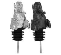 2pcs Elephant Head Liquor Pourer Stopper, Metal Bottle Spout | Controlled Flow, Compact Decorative Design, Fits Standard Liquor and Whiskey Bottles for Home Entertaining