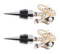 2pcs Elephant Wine Bottle Stopper Rhinestone Alloy Decorative Plug | Crystal-inlaid Head with Ring Accessory, Easy to Use for Olive Oil, Sparkling Water, Family Gatherings and Dining Tables