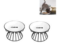2PCS Elevated Cat Food Bowl, Whisker-Friendly Anti-Vomit Cat Plate, Cat Bowl-Raised Cat Feeder Bowl Stand,Ceramic Elevated Pet Dishes for Pe
