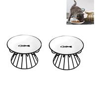 2PCS Elevated Cat Food Bowl, Whisker-Friendly Anti-Vomit Cat Plate, Cat Bowl-Raised Cat Feeder Bowl Stand,Ceramic Elevated Pet Dishes for Pet,Dishwasher Safe