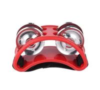 2PCS Elliptical Drum Companion Hand Foot Jingle Children Musical Educational Tambourine Percussion Instruments For KTV Party for Party(Red)
