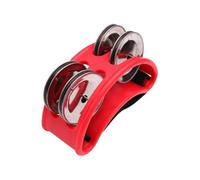 2PCS Elliptical Drum Companion Hand Foot Jingle Children Musical Educational Tambourine Percussion Instruments For KTV Party for Party(Red)