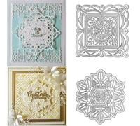 2PCS Embossing Lace Frame Metal Cutting Dies for Card Making DIY Scrapbooking Christmas Snowflake Metal Die Cuts for Paper Crafting Handmade Crafts Stencil Template Molds Arts Projects Album Decor