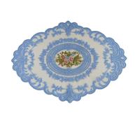 2Pcs Embroidered Lace Placemat Coaster Set Oval Cotton and Organza Table Mat for Dining Decor Home Decor Wedding Vintage Floral Pattern 31 X 42 Cm Purple