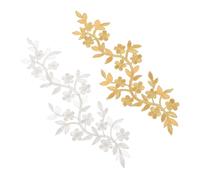 2pcs Embroidery Sewing Applique for Fashion Diyers, Rattan Shape | Polyester Decorative Patch, Silver and Golden Colours, for Garment Repair, Tote Bags, Cardigan Upcycling