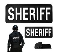 2Pcs Embroidery Sheriff Patch Hook and Loop System Polyester Embroidery Patches Embroidered Sheriff Unit Patch 1 Small and 1 Large Black No Sewing Required for Uniform Jacket Hat Caps