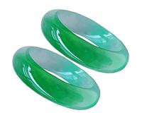 2pcs Emerald Rings Fashion Men's And Women's Couples Round Green Rings Stylish And Simple, Comes With Beautiful Gift Box, It's The Best Gift (Color : Green, Size : 18mm)