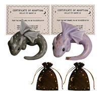 2Pcs Emotional Support Dragon Figurine/Adoption Kit, Handmade Mini Pocket Dragon Sculpture, Relief & Anxiety, Comfort Collectible Companion, Healing Gifts for Friends & Fantasy Lovers (2pcs)