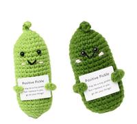 2pcs Emotional Support Pickle, Positive Pickle, Emotional Support Gift, Emotional Support Plush, Positivity Gifts, Emotional Support, Positive Crochet Gift, for Kids, Adults, Pocket Doll