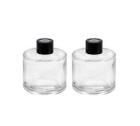 2PCS Empty Clear Glass Essential Oils Diffuser Bottles with Black Caps Fragrance Accessories Use for DIY Replacement Diffuser Sticks Sets Home Fragrance & Decoration (50ml/1.7oz)