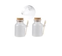2pcs Empty Cosmetic Containers for Toiletries, Frosted Bath Salts Jars with Cork & Spoon, Plastic Travel Bottles Jars for Powder Sugar Bowl, Body Scrub Storage Canisters Pots (100ml/3.4oz)