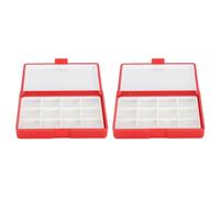 2PCS Empty Watercolor Box, Paint Storage Palette Box, 12 or 24 Wells Airtight Stay Wet for Watercolors Half Pans, Acrylic, Gouache and Oil Paint (Red Blue) (Red 12 Grids)